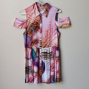 NWT MILLAU Cold Shoulder Tunic Dress Psych Pink S